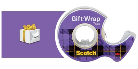 Taśma do pakowania prezentów Scotch® Gift-Wrap  i przykład użycia – pakowanie prezentu
